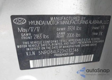 2018 Hyundai Elantra Sel from USA, damaged, VIN 5NPD84LF2JH232346